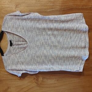 B Collection by Bobeau Gauzy Pastel Stripe Slub Knit Tee V-Neck Short Sleeve XXL